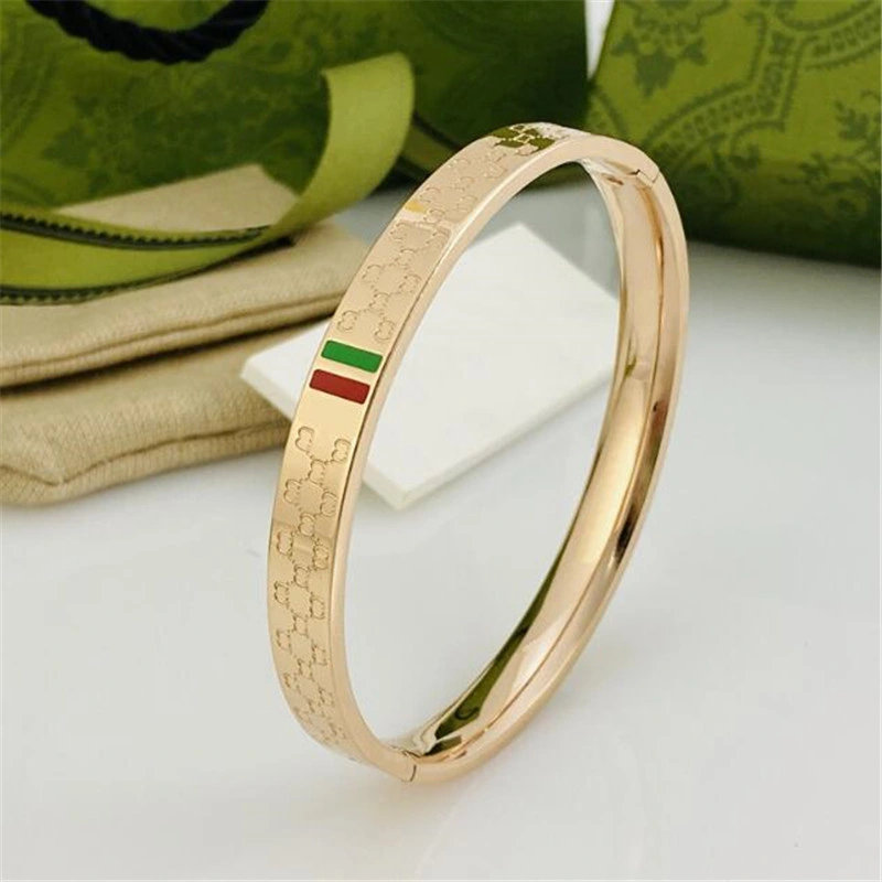 Stainless Steel Gold Plating 3mm 5mm Width Luxury Wristband Bangle Wedding Female Jewelry Cuff Gg Bracelets for Women